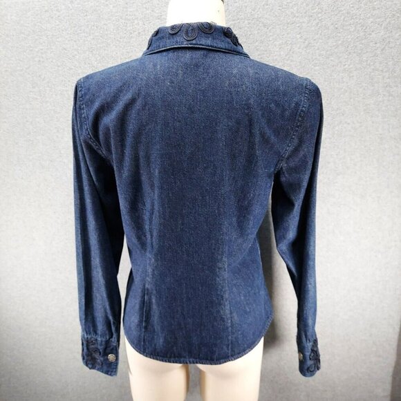 Christopher & Banks Women’s Embroidered Button Long Sleeve Denim Top size S - Picture 7 of 11